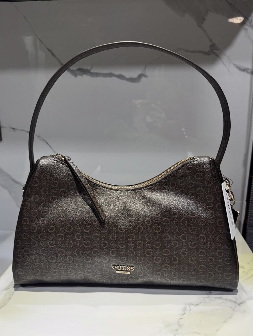 GUESS Dark Brown Signature Shoulder Bag